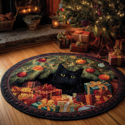 Midnight Magic Cat Quilted Round Mat GFTOHD12104