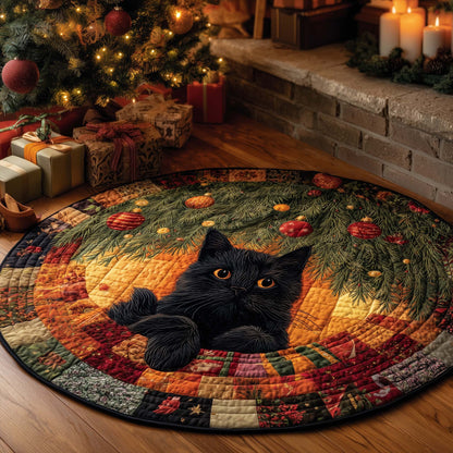 Midnight Magic Cat Quilted Round Mat GFTOHD12105