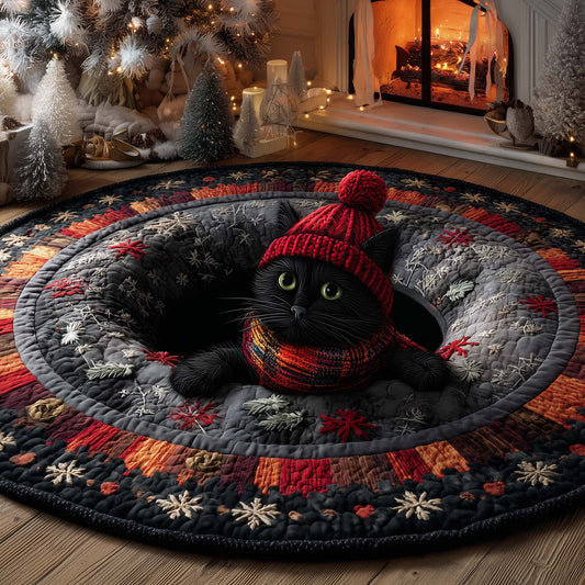 Midnight Magic Cat Quilted Round Mat GFTOHD12107