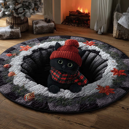 Midnight Magic Cat Quilted Round Mat GFTOHD12108