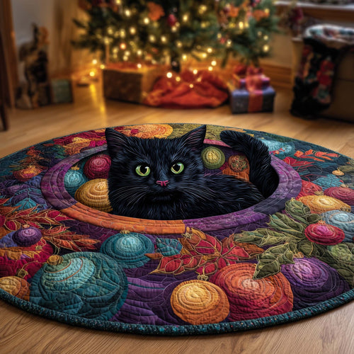 Midnight Magic Cat Quilted Round Mat GFTOHD12112