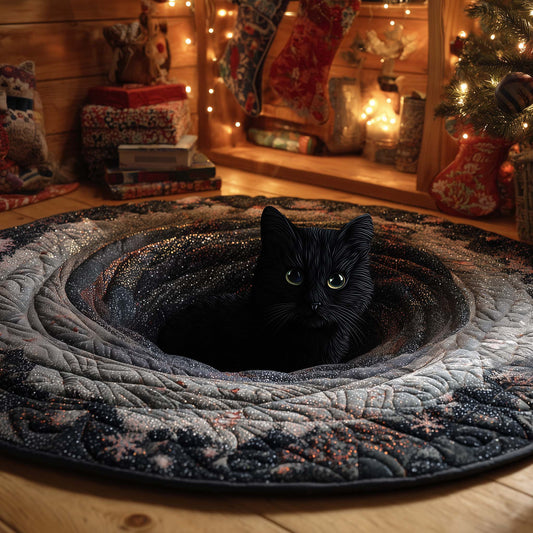 Midnight Magic Cat Quilted Round Mat GFTOHD12114