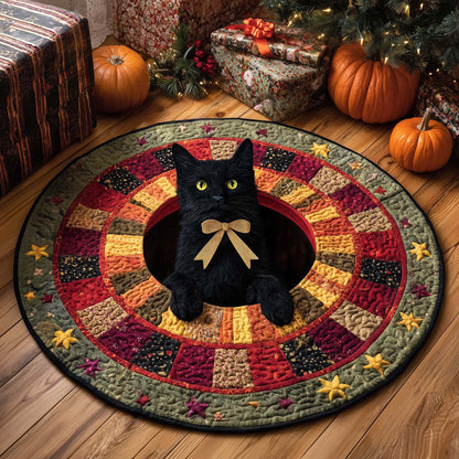 Midnight Magic Cat Quilted Round Mat GFTOHD12115