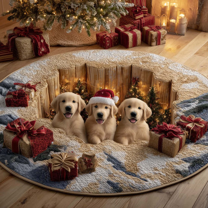 Christmas Golden Crew Quilted Round Mat GFTOHD12120