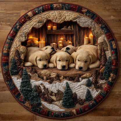 Christmas Golden Crew Quilted Round Mat GFTOHD12121
