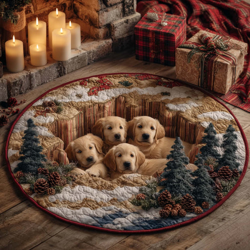 Christmas Golden Crew Quilted Round Mat GFTOHD12122