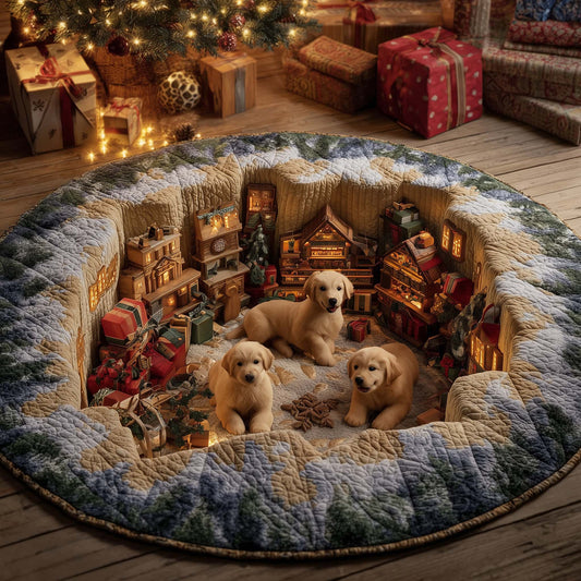 Christmas Golden Crew Quilted Round Mat GFTOHD12125