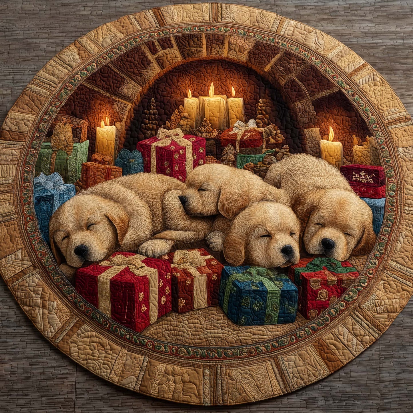 Christmas Golden Crew Quilted Round Mat GFTOHD12131