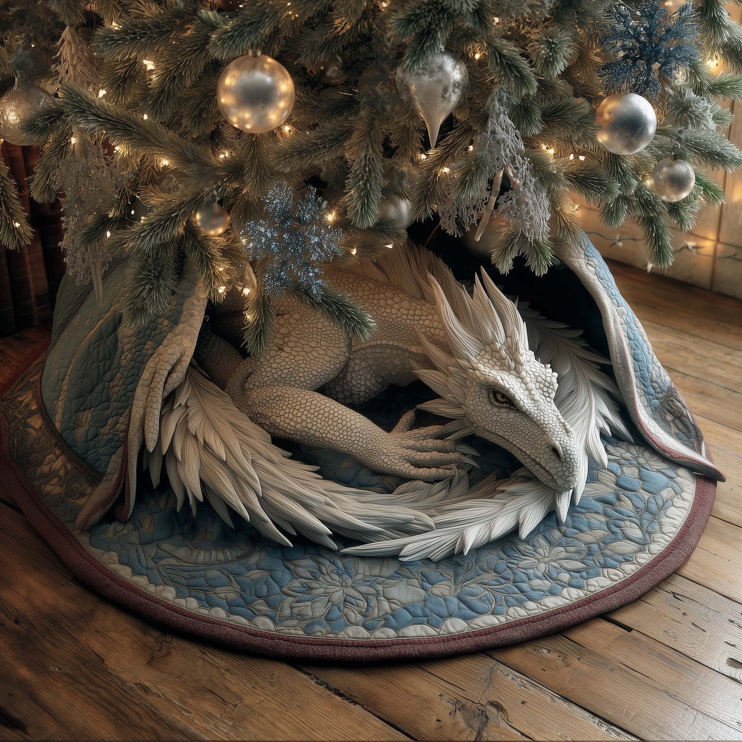 Frost Guardian Dragon Quilted Tree Skirt GFTOHD12133