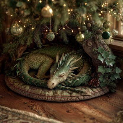 Emerald Forest Dragon Quilted Tree Skirt GFTOHD12136