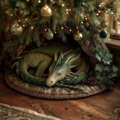 Emerald Forest Dragon Quilted Tree Skirt GFTOHD12136