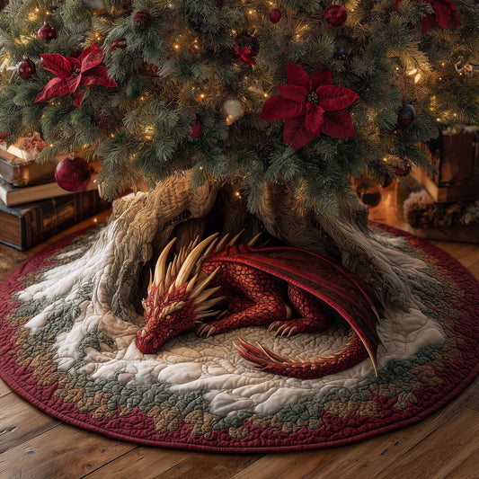 Crimson Winter Dragon Quilted Tree Skirt GFTOHD12139
