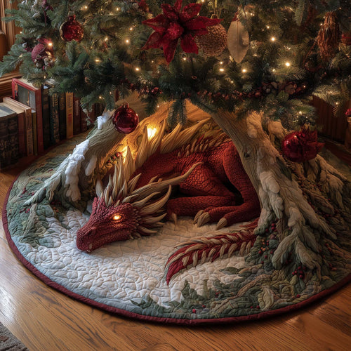 Crimson Winter Dragon Quilted Tree Skirt GFTOHD12140