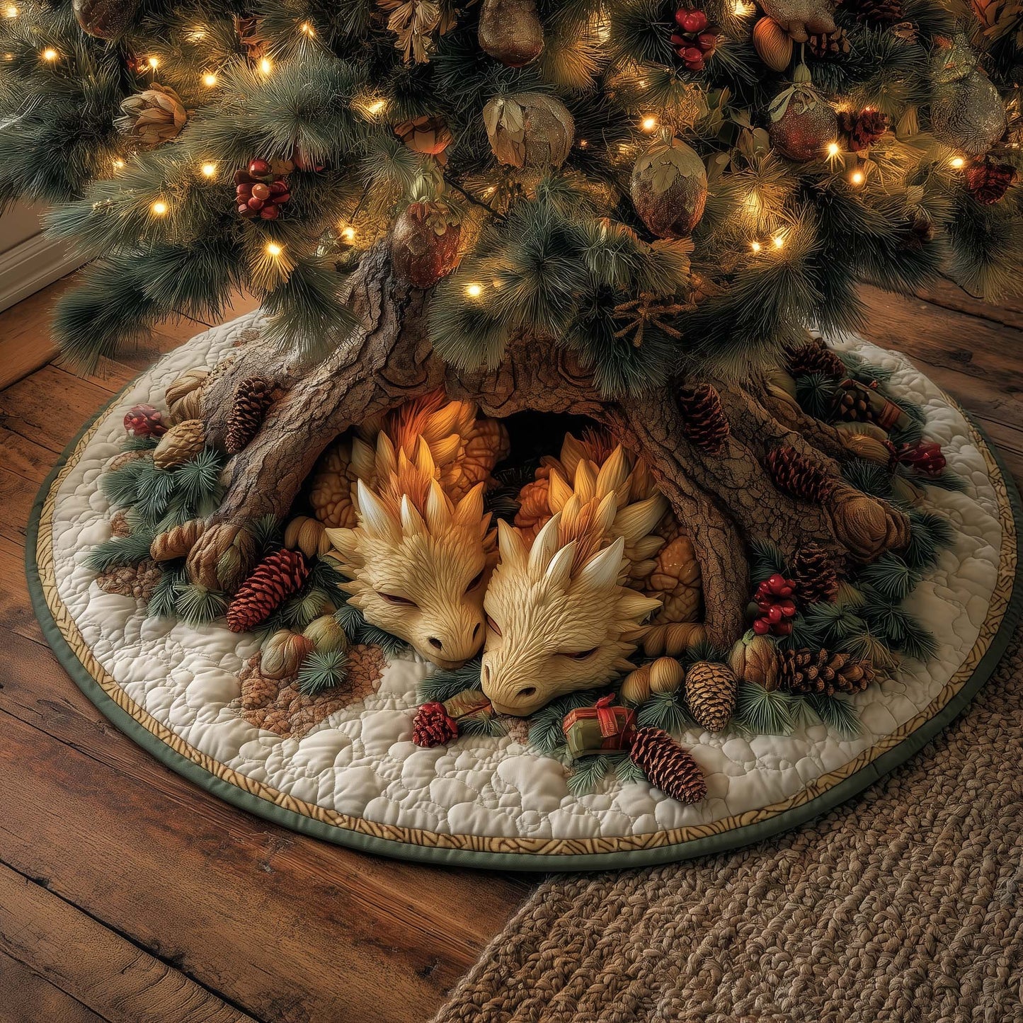 Celestial Baby Dragons Quilted Tree Skirt GFTOHD12141