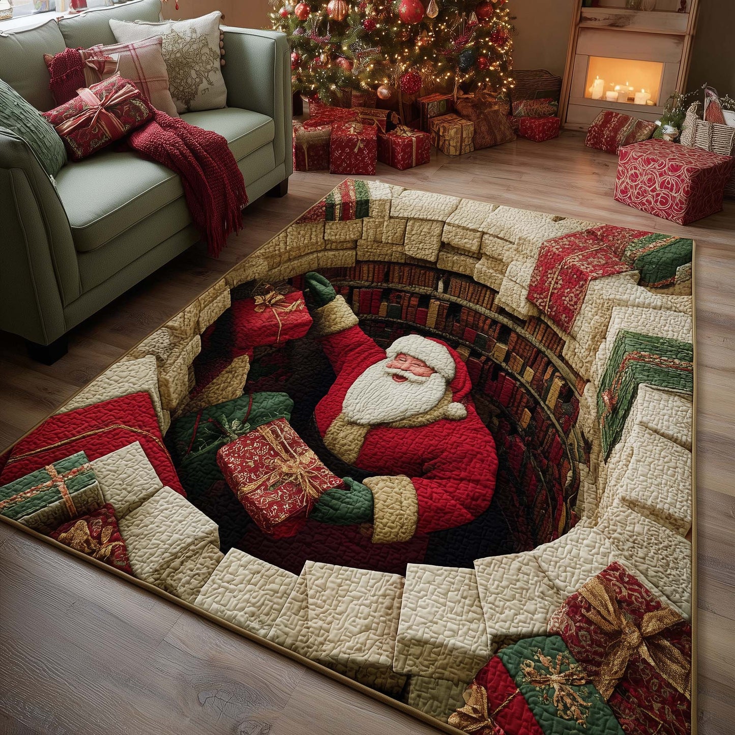 Santa Gift Vortex Area Rug GFTOHD12149