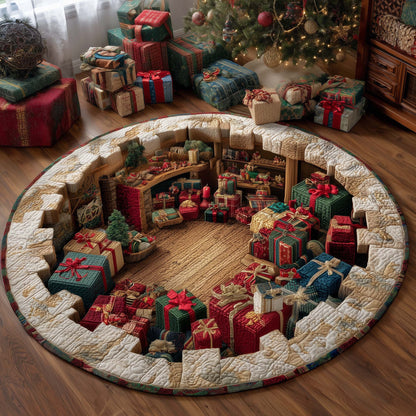 Festive Gift Boxes Quilted Round Mat GFTOHD12166