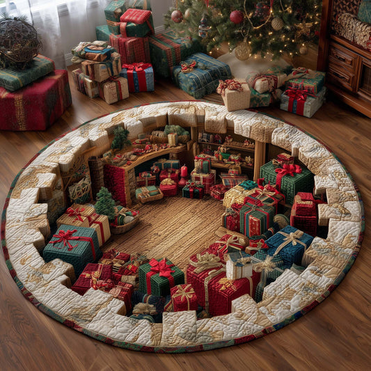 Festive Gift Boxes Quilted Round Mat GFTOHD12166