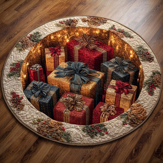 Festive Gift Boxes Quilted Round Mat GFTOHD12172