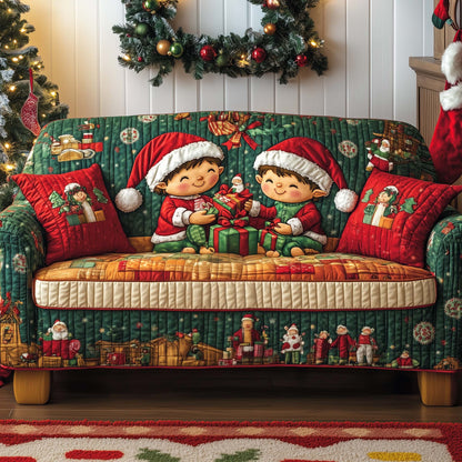 Christmas Elves Dou Quilted Sofa Cover GFTOHD12178