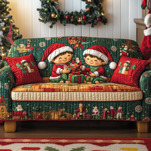 Christmas Elves Dou Quilted Sofa Cover GFTOHD12178