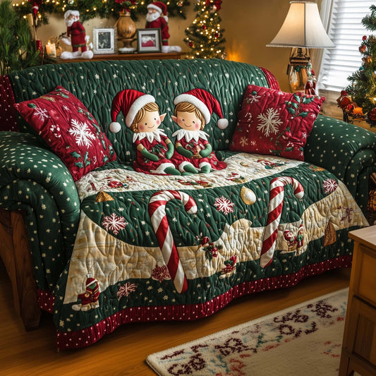 Christmas Elves Dou Quilted Sofa Cover GFTOHD12179