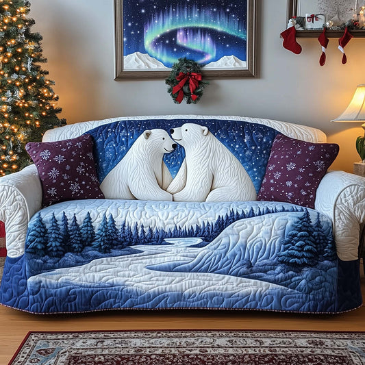 Polar Bear Couple Quilted Sofa Cover GFTOHD12182