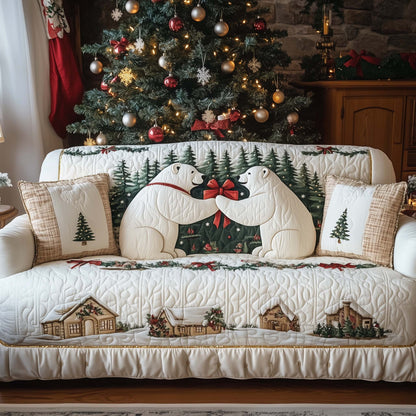 Polar Bear Couple Quilted Sofa Cover GFTOHD12183