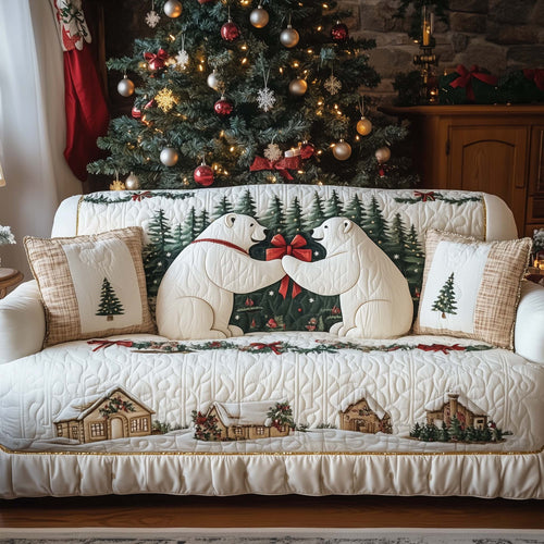 Polar Bear Couple Quilted Sofa Cover GFTOHD12183