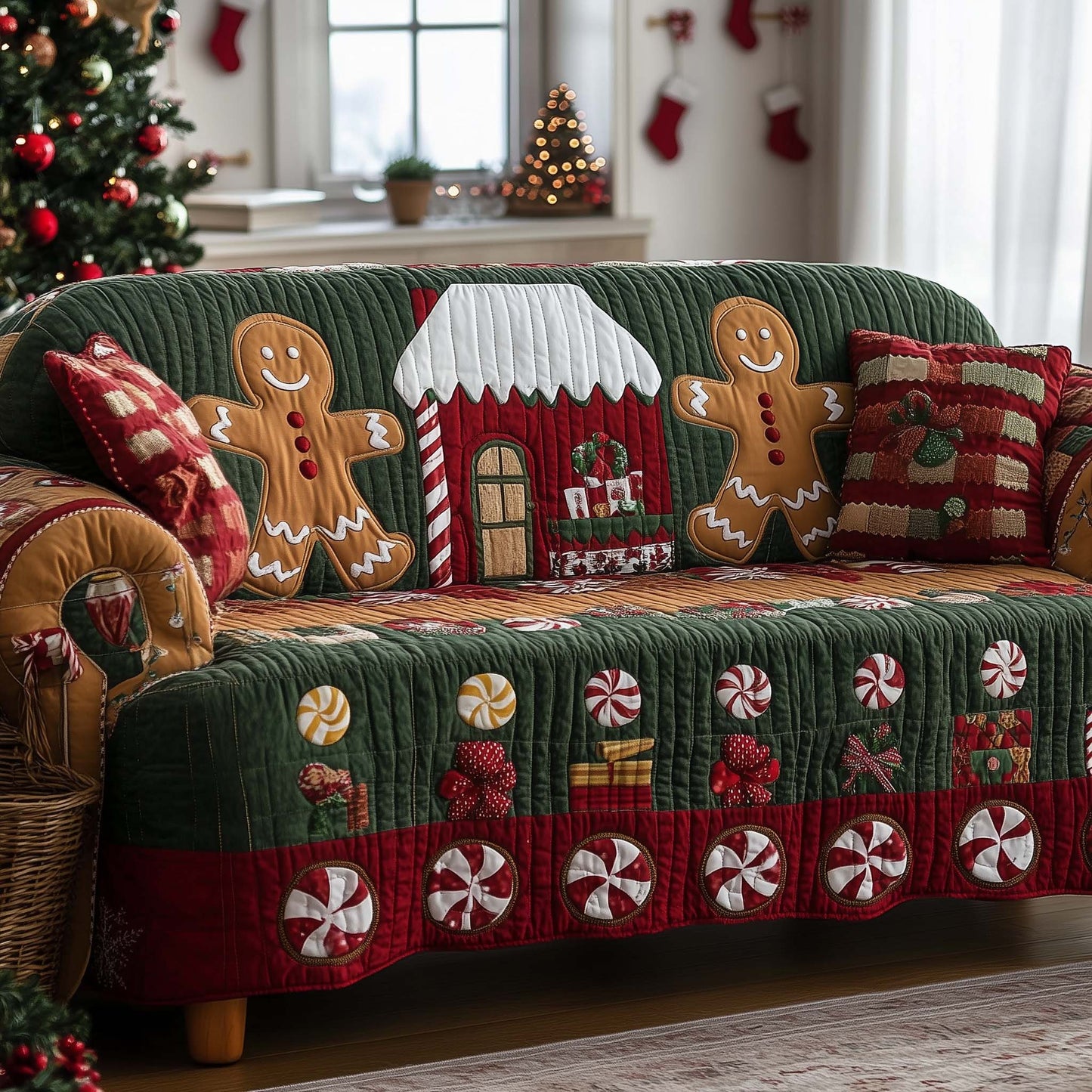 Gingerbread Couple Quilted Sofa Cover GFTOHD12184