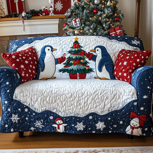 Christmas Penguin Joy Quilted Sofa Cover GFTOHD12186