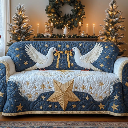 Christmas Dove Couple Quilted Sofa Cover GFTOHD12189