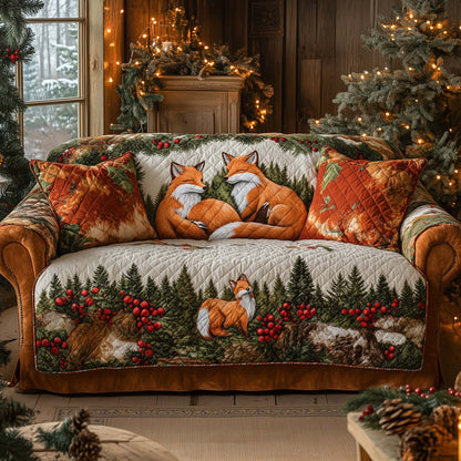 Winter Fox Couple Quilted Sofa Cover GFTOHD12194