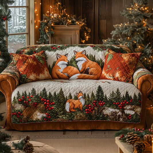 Winter Fox Couple Quilted Sofa Cover GFTOHD12194