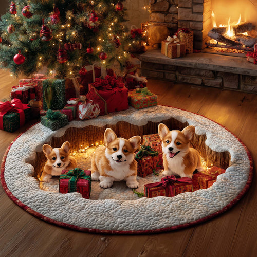 Festive Corgi Quilted Round Mat GFTOHD12195