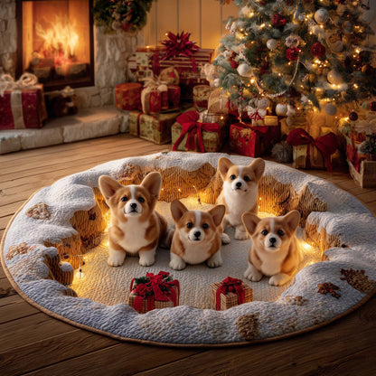 Festive Corgi Quilted Round Mat GFTOHD12196