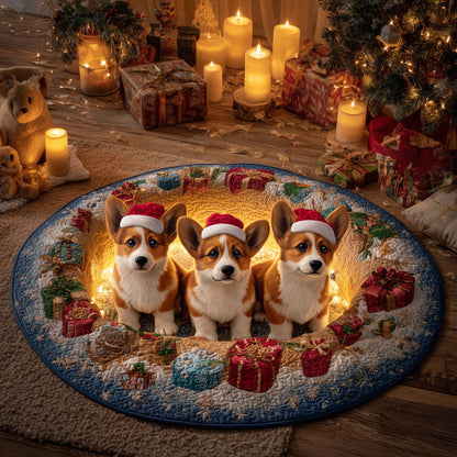Festive Corgi Quilted Round Mat GFTOHD12197