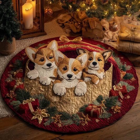Festive Corgi Quilted Round Mat GFTOHD12199