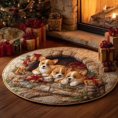 Festive Corgi Quilted Round Mat GFTOHD12200