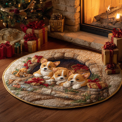 Festive Corgi Quilted Round Mat GFTOHD12200