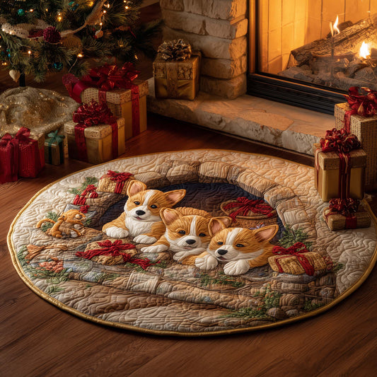 Festive Corgi Quilted Round Mat GFTOHD12200