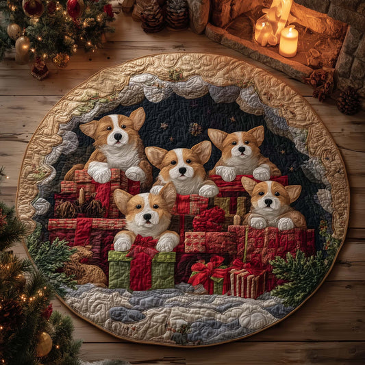 Festive Corgi Quilted Round Mat GFTOHD12201