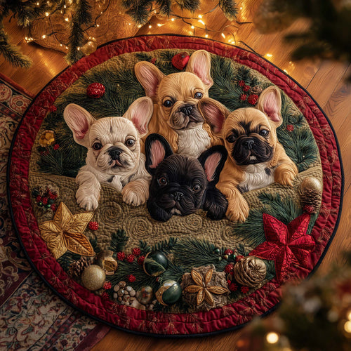 Festive Frenchie Quilted Round Mat GFTOHD12202
