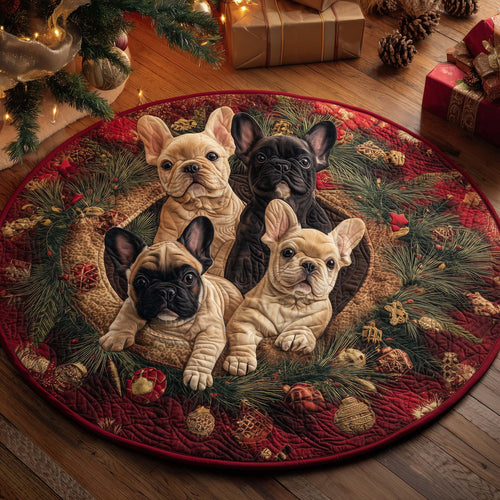 Festive Frenchie Quilted Round Mat GFTOHD12203