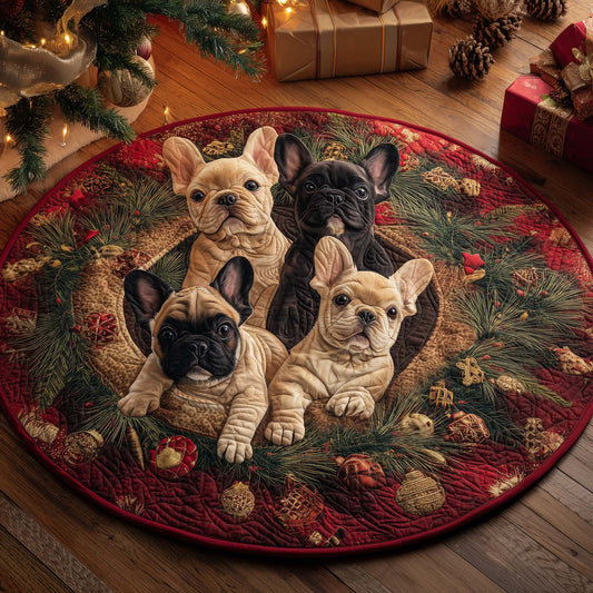 Festive Frenchie Quilted Round Mat GFTOHD12203
