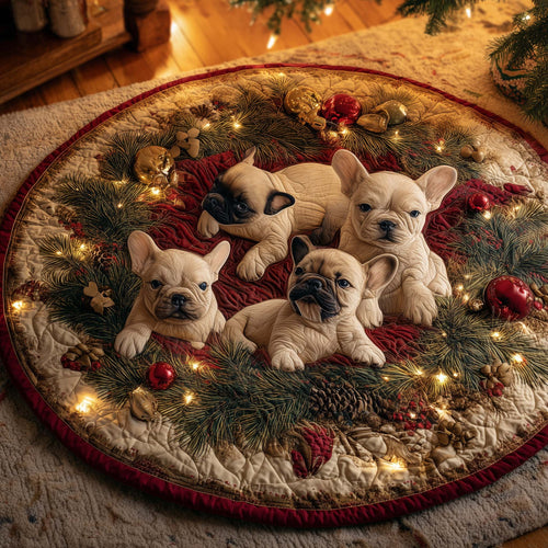 Festive Frenchie Quilted Round Mat GFTOHD12204