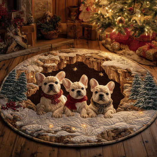 Festive Frenchie Quilted Round Mat GFTOHD12206
