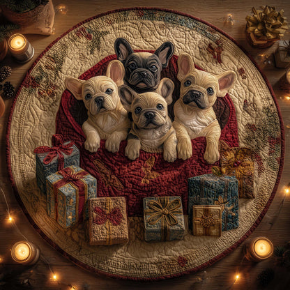 Festive Frenchie Quilted Round Mat GFTOHD12207