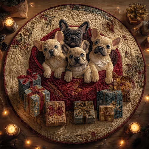 Festive Frenchie Quilted Round Mat GFTOHD12207