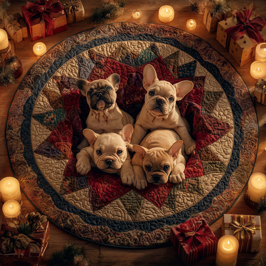 Festive Frenchie Quilted Round Mat GFTOHD12208