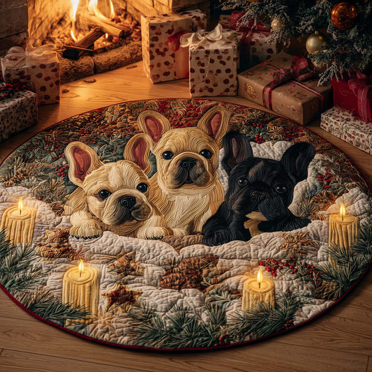 Festive Frenchie Quilted Round Mat GFTOHD12209